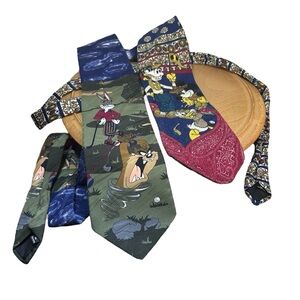 Cartoon Character Ties Set Looney Tunes Bugs Bunny Tasmanian Devil Disney Mickey
